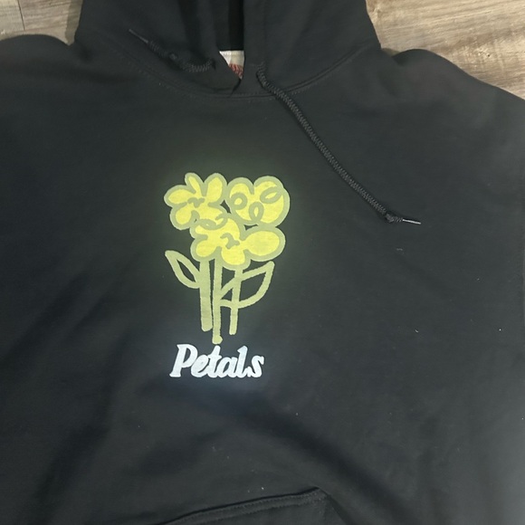 'Stop and smell the Flowers' Petals and Peacocks Black Fleece Pullover Hoodie - Picture 4 of 11